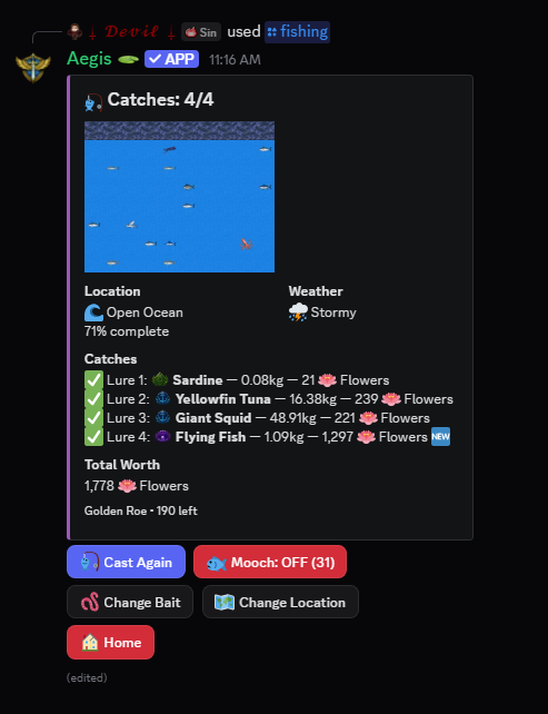 A fishing catch in Discord