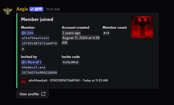 A member join log embed